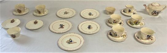Mickey Mouse child's tea set including some Wade Heath and commemorative mini cups