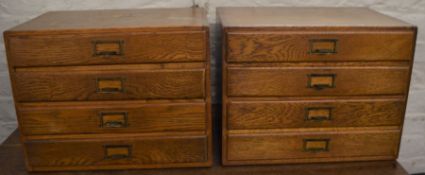 Pair of early 20th century oak stationary draw cabinets W 40cm D 29cm Ht 31cm