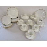 Duchess Ascot tea set, cake plate and 6 dinner plates white with gold rim