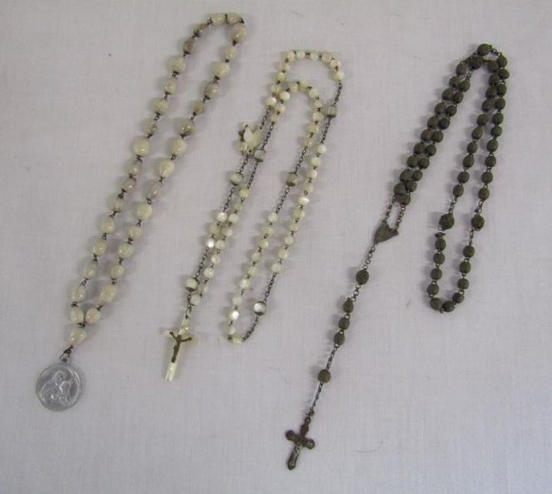 Collection of rosary beads, cast crucifix and religious figure - Image 5 of 9