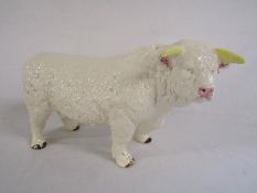Unmarked large ceramic Charolais bull possibly butchers advertising approx 41cm long