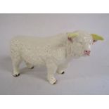 Unmarked large ceramic Charolais bull possibly butchers advertising approx 41cm long