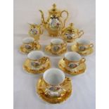 Gold tea set with ladies picture Czechoslovakia MZ