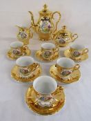Gold tea set with ladies picture Czechoslovakia MZ