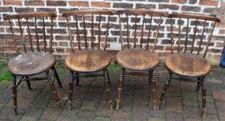 4 spindle back chairs labelled Dinco