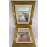 2 watercolours signed T.E.J Brooker 'Salfleet' approx. 38.5cm x 33.5cm and 'Humberston Foreshore'