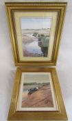 2 watercolours signed T.E.J Brooker 'Salfleet' approx. 38.5cm x 33.5cm and 'Humberston Foreshore'