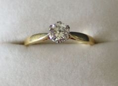 18ct gold solitaire diamond ring, approximately 0.60ct, 2.8g, size M / N