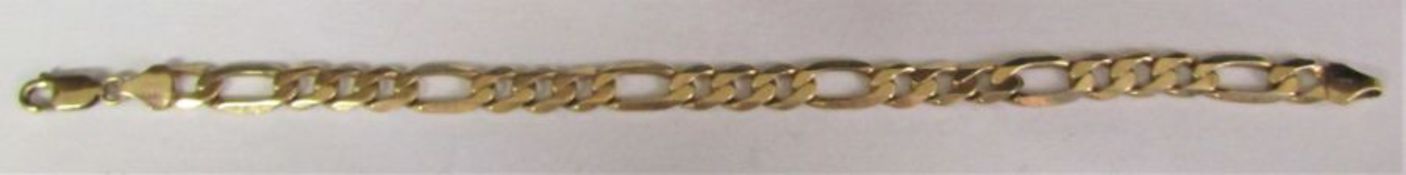 Gold bracelet stamped 14kt but testing as 9ct, 17.4g