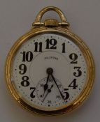 Illinois Watch Co. gold filled (plated) pocket watch with screw front & back with time adjustment