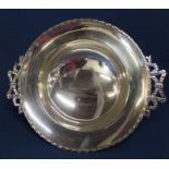 George V silver footed bowl with ribbon handles, James Dixon & Sons, Sheffield 1910, 12.29ozt