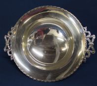 George V silver footed bowl with ribbon handles, James Dixon & Sons, Sheffield 1910, 12.29ozt