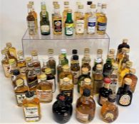 Selection of approximately 56 miniatures, including Drambuie, Johnnie Walker Black Label, Southern