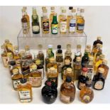 Selection of approximately 56 miniatures, including Drambuie, Johnnie Walker Black Label, Southern