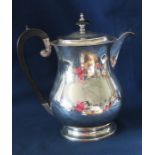 Large 19th century silver hot water jug / coffee pot with ebony handle, Michael  Starkey, London