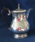 Large 19th century silver hot water jug / coffee pot with ebony handle, Michael  Starkey, London