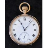 9ct gold Rolex pocket watch, stamped 375 on outer & inner case, dia. 5.0cm total weight 86g