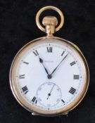 9ct gold Rolex pocket watch, stamped 375 on outer & inner case, dia. 5.0cm total weight 86g