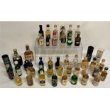 Selection of approximately 45 miniatures including Guinness, Blue Curacaoa and a quantity of