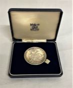 Sterling silver Prince of Wales Investiture medal, 2.49 ozt