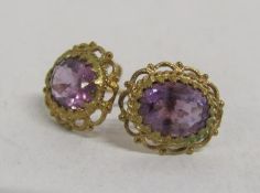 Tested as 9ct gold amethyst earrings - total weight 2.0g