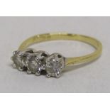 18ct 3 stone diamond ring - total 0.50ct - total weight 2.23g - ring size K