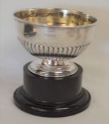 Victorian silver bowl on an ebony stand Sheffield 1899 (slight bend to base), 4.1ozt bowl ht 7.5cm