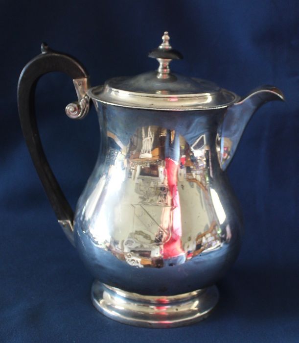 Large 19th century silver hot water jug / coffee pot with ebony handle, Michael  Starkey, London - Image 2 of 6