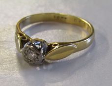 18ct gold illusion set diamond solitaire ring - 0.05ct - total weight 2.5g - ring size J