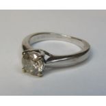 18ct white gold diamond solitaire ring - 0.85ct - total weight 4.1g - ring size K
