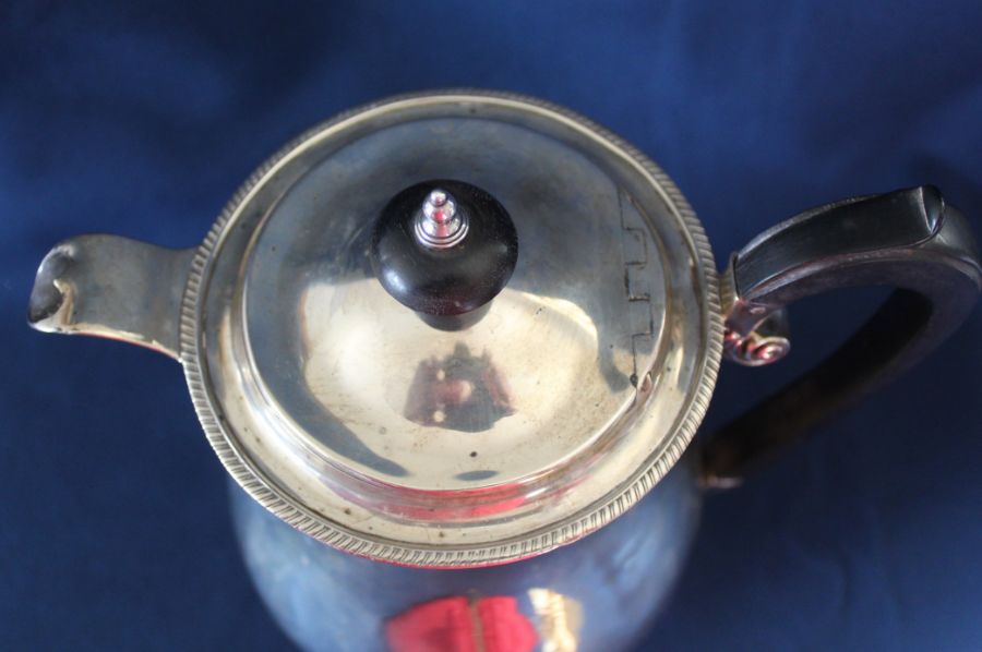 Large 19th century silver hot water jug / coffee pot with ebony handle, Michael  Starkey, London - Image 4 of 6