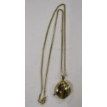 9ct gold (tested as) necklace and 9ct pendant (tested as) with tigers eye stone - total weight 7.4g