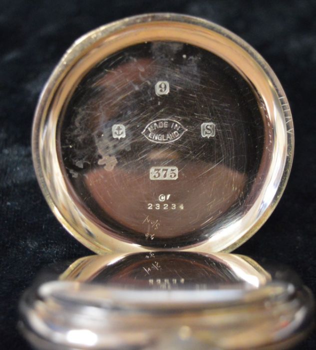 9ct gold Rolex pocket watch, stamped 375 on outer & inner case, dia. 5.0cm total weight 86g - Image 5 of 5