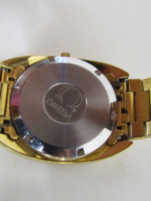 Gents Omega Geneve gold plated wristwatch, with day and date window, luminescent tipped hands within - Image 6 of 7