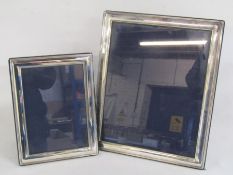 2 silver photo frames both Carr's of Sheffield 1997 approx. 21cm x 16cm and 29cm x 24cm