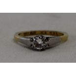 18ct gold diamond solitaire ring, size J, 2.71g