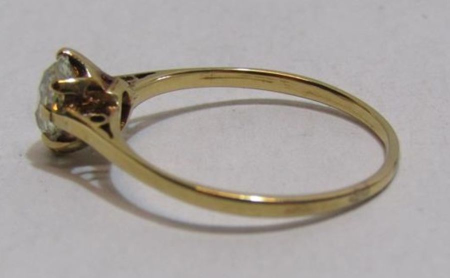 Tested as 18ct gold single stone pear shaped diamond 0.75ct ring - ring size N - total weight 1. - Image 2 of 7