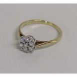 9ct gold 7 diamond daisy ring - approx. 0.25ct - total weight 1.97g - ring size N/O