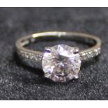 9ct white gold cubic zirconia solitaire ring size N 2.7g