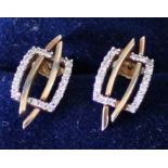 Pair of 9ct gold & diamond chip earrings