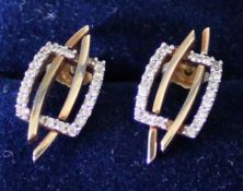 Pair of 9ct gold & diamond chip earrings