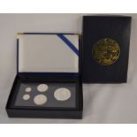 Silver proof set of five Alaska Mint medallions 2002 in fitted case with certificate (scarce set)