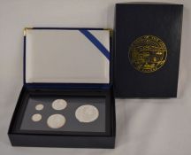 Silver proof set of five Alaska Mint medallions 2002 in fitted case with certificate (scarce set)