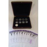 Cased part set of 10 Queen Elizabeth II 80th birthday silver proof collectors coins - including with