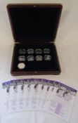 Cased part set of 10 Queen Elizabeth II 80th birthday silver proof collectors coins - including with