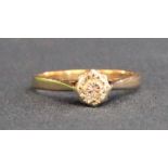 9ct gold illusion set diamond solitaire ring approximately 0.25ct, 1.7g, size L