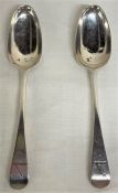 2 Georgian silver serving spoons, London 1733 & London 1740, total weight 4.5 ozt