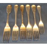 4 Georgian silver forks, London 1813 (x 3) & 1814 & Wm IV / Victorian silver forks London 1831 &