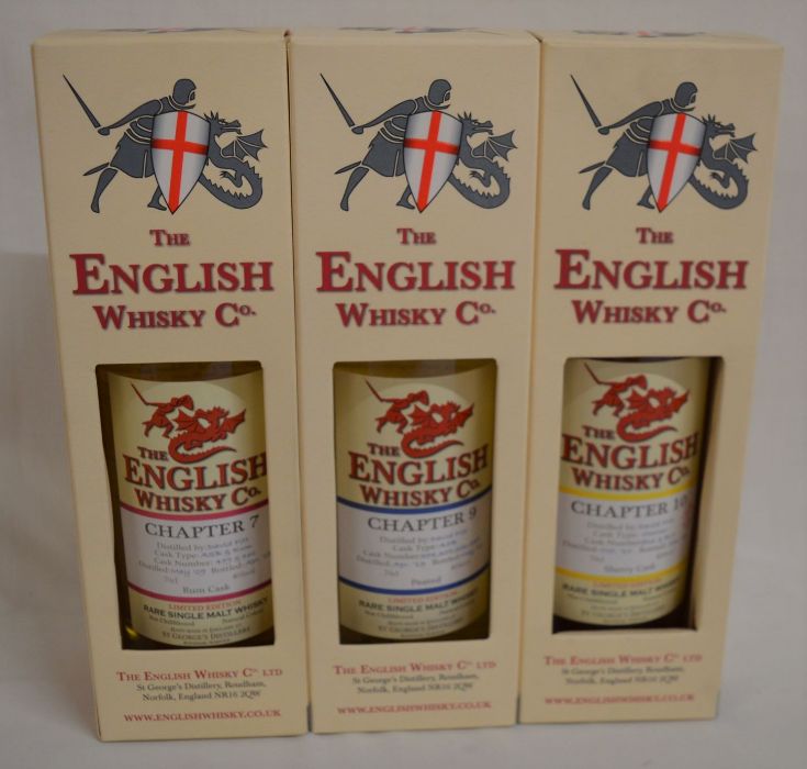 3 bottles of The English Single Malt Whisky from the St George Distillery Norfolk: Chapter 7 (