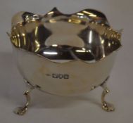 Small silver bowl on three legs London 1915, ht 16cm wt 2.7ozt